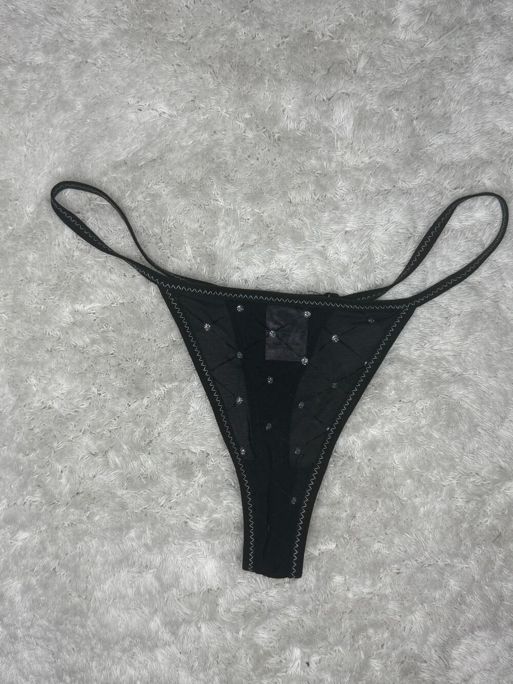 NWOT Pittsburgh Steelers Logo Black Sheer Mesh String Thong Size M Rare NFL
